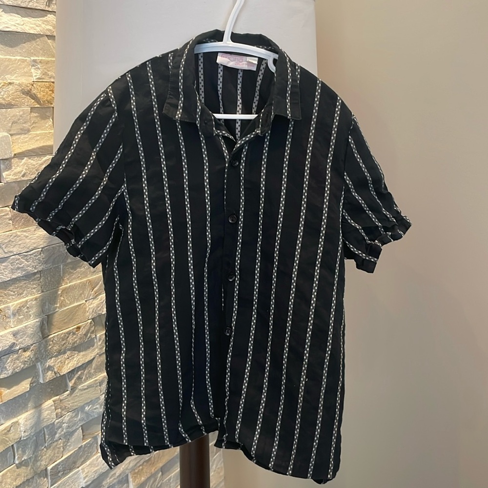 Black and white striped button down shirt